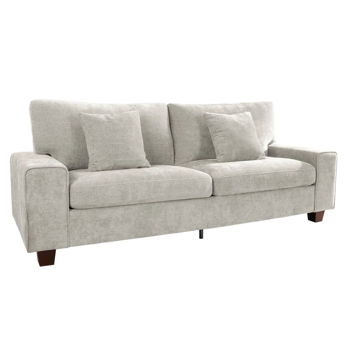 Karlita Chenille Sofa Square Arms Sofa Modern Style Loveseat & Couch With 2 Toss Pillows