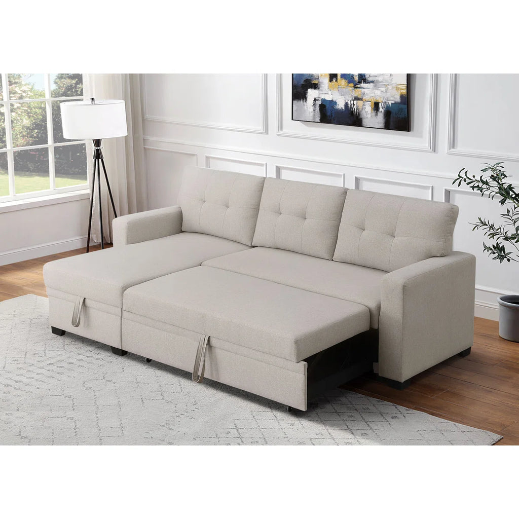 3-Piece Pull-Out Sofa Bed With Reversible Storage Chaise