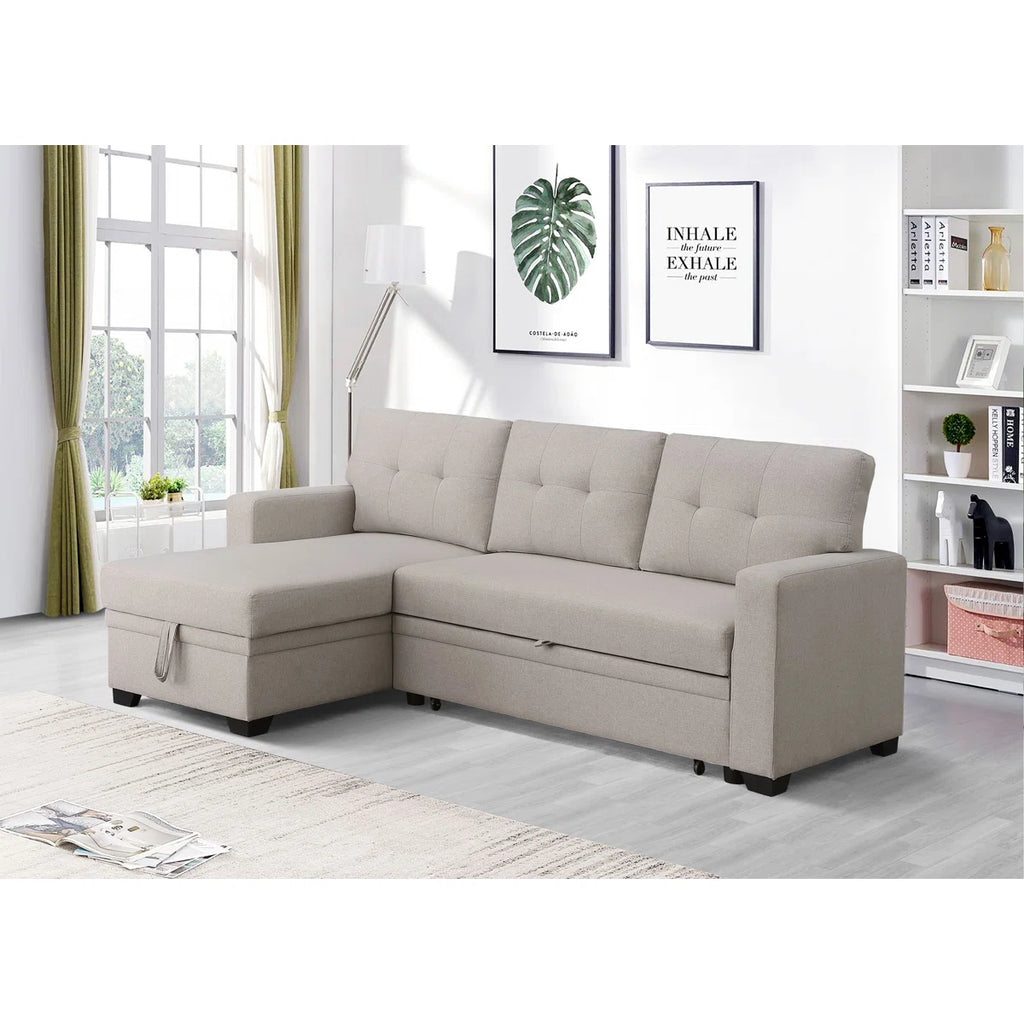 3-Piece Pull-Out Sofa Bed With Reversible Storage Chaise