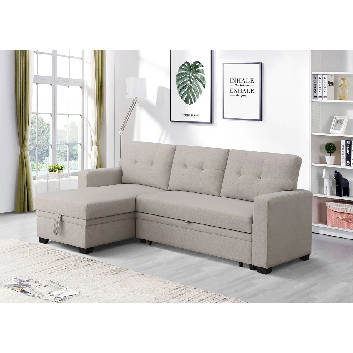3-Piece Pull-Out Sofa Bed With Reversible Storage Chaise