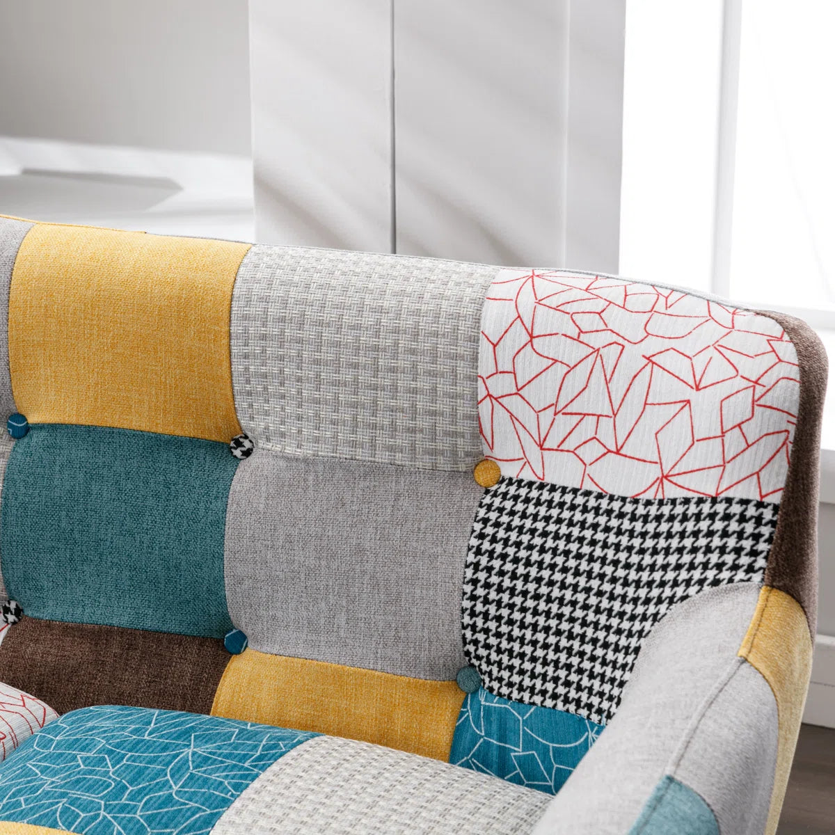 51.2'' Wide Stylish Vintage Linen Upholstered Tufted Loveseat with Wooden Legs