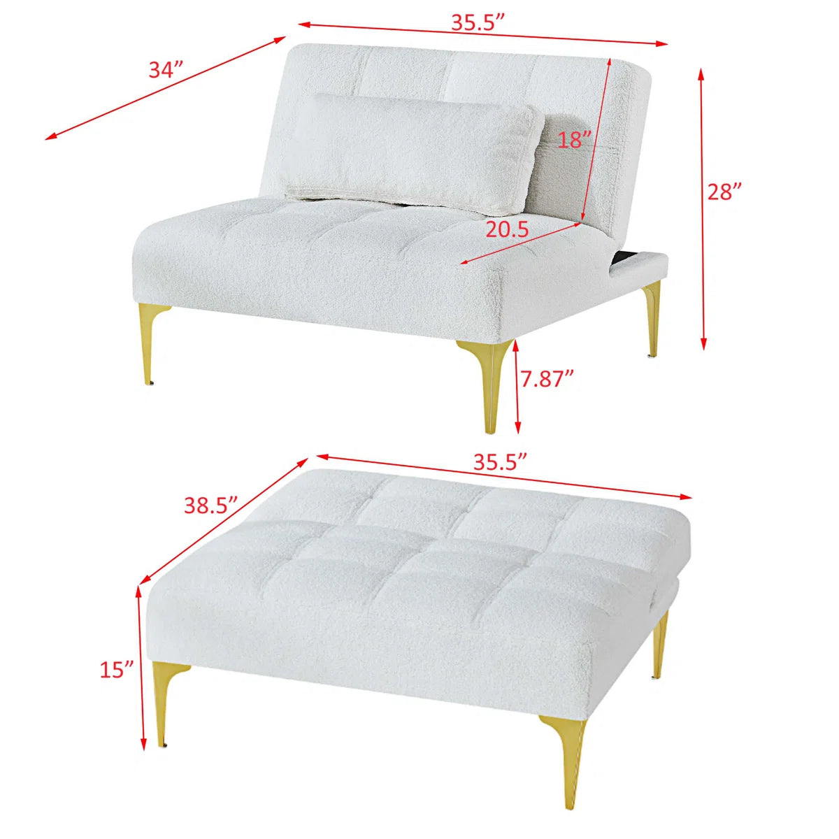 KorineKorine 35.4" Armless Sofa, Small Sofa, Mini Couch Modern Sofa Living Room Couch Sofa Chair
