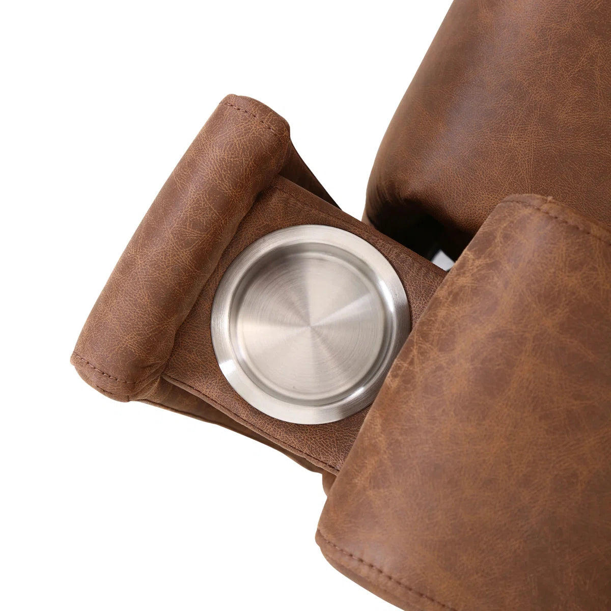 Ilkeston 81.6" Wide Vegan Leather Manual Reclining Sofa, 3-Seater Recliner Couch with Cup Holders