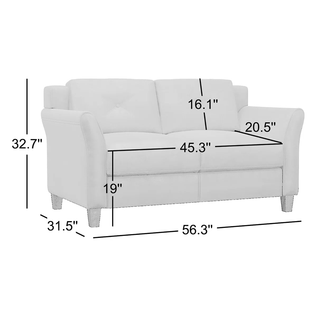 Lourdez 56.3'' Upholstered Loveseat